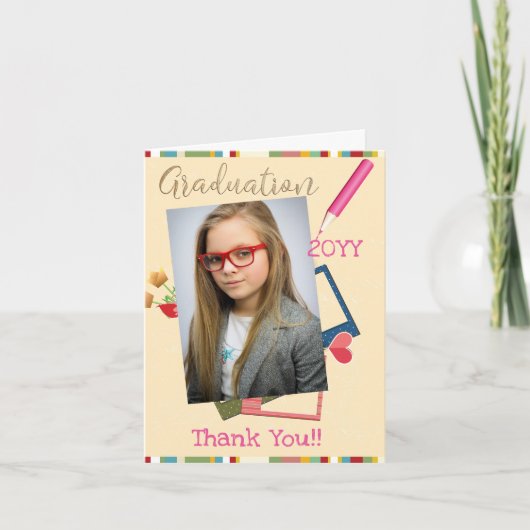 Schattigee foto middelbare school Afstuderen dank  Bedankkaart (Voorkant)
