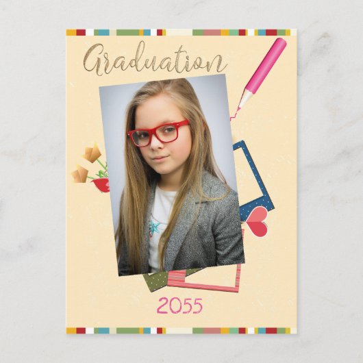 Schattigee Foto Middelbare School Afstuderen Uitno Briefkaart (Voorkant)