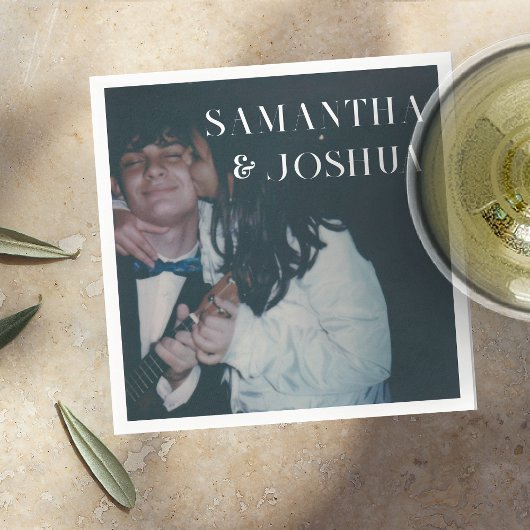 Schattigee Foto & Monogram Bruiloft Servetten