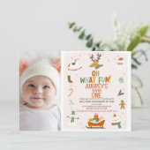 Schattigee foto Oh What Fun Christmas 1st Verjaard Kaart (Staand voorkant)
