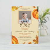 Schattigee foto pompoen Baby 1e verjaardag Kaart (Staand voorkant)