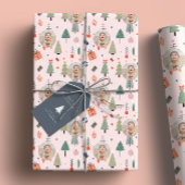 Schattigee foto Roze Kerst Cadeaupapier