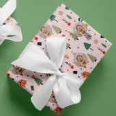 Schattigee foto Roze Kerst Cadeaupapier