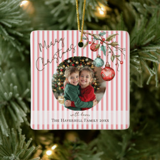 Schattigee Foto Roze Strepen Waterverf Vrolijk Ker Keramisch Ornament