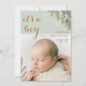 Schattigee Foto Sage Cocoa Boy Geboorteaankondigin (Voorkant)