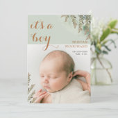 Schattigee Foto Sage Cocoa Boy Geboorteaankondigin (Staand voorkant)