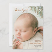 Schattigee foto Sage Cocoa Girl Geboorteaankondigi (Voorkant)