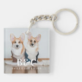 Schattigee foto van een huisdier met monogram sleutelhanger (Achterkant)