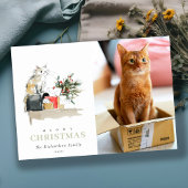 Schattigee Foto Waterverf Meowy Kerstcadeau Kat Feestdagenkaart