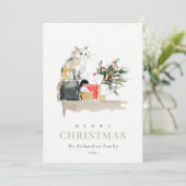 Schattigee Foto Waterverf Meowy Kerstcadeau Kat Feestdagenkaart (Staand voorkant)