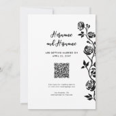 Schattigee Foto Zwart Wit Rozen QR Code Website Save The Date (Achterkant)