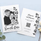 Schattigee Foto Zwart Wit Rozen QR Code Website Save The Date