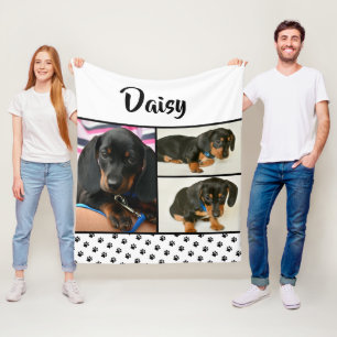 Schattigee Fotocollage Pet Dog Naam Fleece Deken