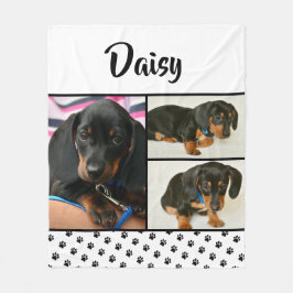 Schattigee Fotocollage Pet Dog Naam Fleece Deken