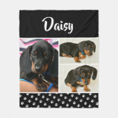Schattigee Fotocollage Pet Dog Naam Fleece Deken (Voorkant)
