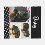 Schattigee Fotocollage Pet Dog Naam Fleece Deken (Voorkant (Horizontaal))