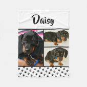 Schattigee Fotocollage Pet Dog Naam Fleece Deken (Voorkant)