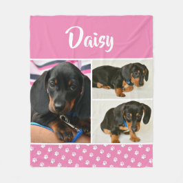 Schattigee Fotocollage Pet Dog Naam Fleece Deken