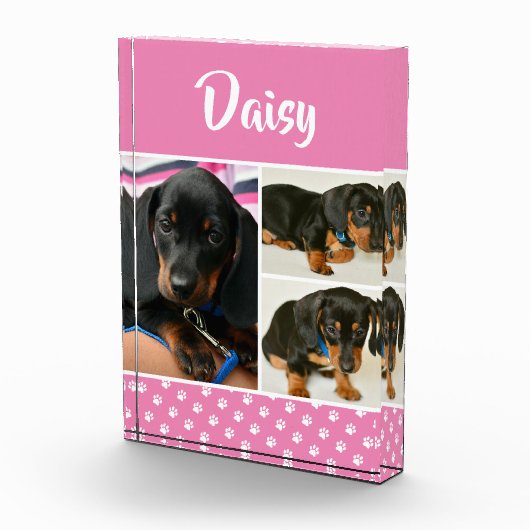 Schattigee Fotocollage Pet Dog Naam Fotoblokken (Rechts)