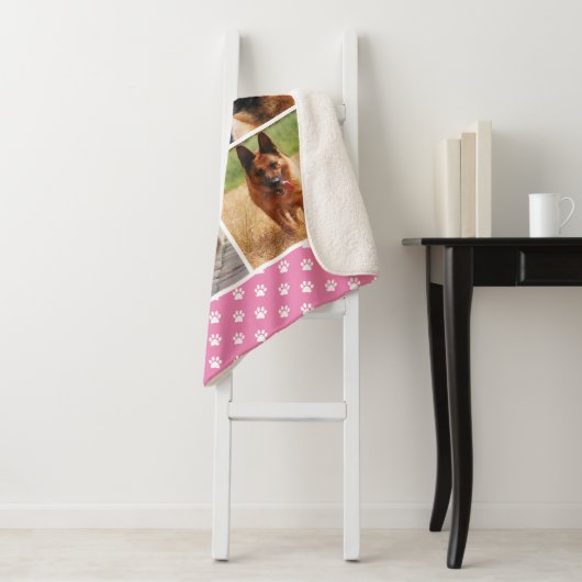 Schattigee Fotocollage Pet Dog Naam Sherpa Deken (In situ)