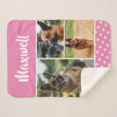 Schattigee Fotocollage Pet Dog Naam Sherpa Deken (Voorkant (horizontaal))