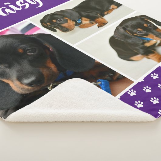 Schattigee Fotocollage Pet Dog Naam Sherpa Deken (3/4)