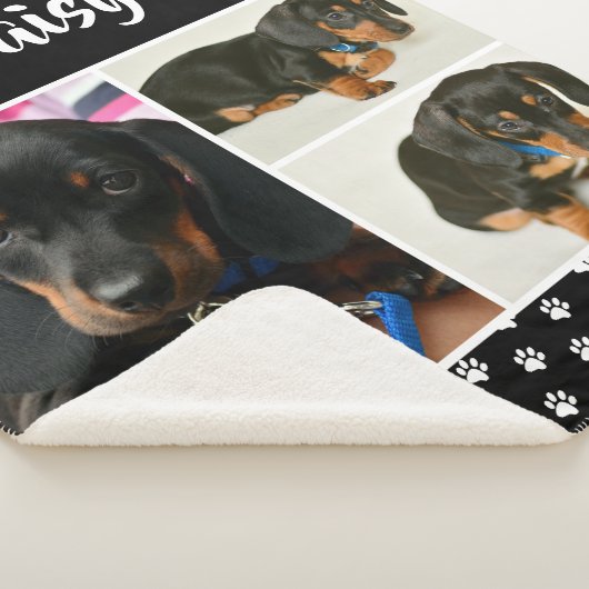 Schattigee Fotocollage Pet Dog Naam Sherpa Deken (3/4)