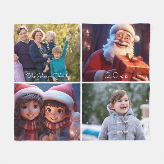 Schattigee fotofamilie fleece deken (Voorkant (Horizontaal))