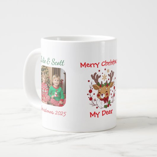 Schattigee Fotofamilie met DEER Green Personalize Grote Koffiekop (Links)