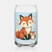 Schattigee Fox and Owl grillige Woodland illustrat Blikvorm Glas (Voorkant)