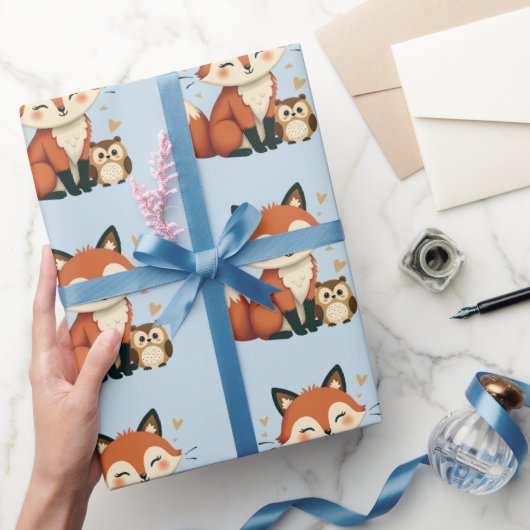 Schattigee Fox and Owl grillige Woodland illustrat Cadeaupapier (Geschenken)
