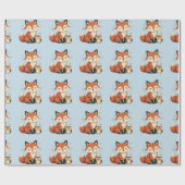 Schattigee Fox and Owl grillige Woodland illustrat Cadeaupapier (Vlak)