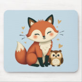 Schattigee Fox and Owl grillige Woodland illustrat Muismat (Voorkant)
