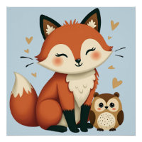 Schattigee Fox and Owl grillige Woodland illustrat