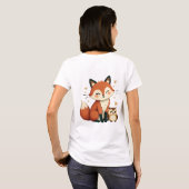 Schattigee Fox and Owl grillige Woodland illustrat T-shirt (Achterkant volledig)