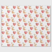 Schattigee Fox Animal Heart Balloon Verjaardag Cadeaupapier (Vlak)