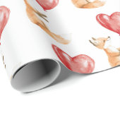 Schattigee Fox Animal Heart Balloon Verjaardag Cadeaupapier (Rol Hoek)