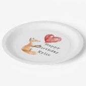 Schattigee Fox Animal Heart Balloon Verjaardag Papieren Bordje (Gekanteld)