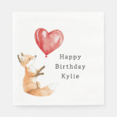 Schattigee Fox Animal Heart Balloon Verjaardag Servet (Voorkant)