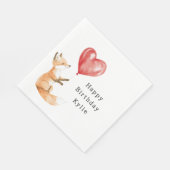 Schattigee Fox Animal Heart Balloon Verjaardag Servet (Hoek)