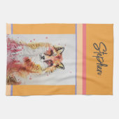 Schattigee Fox Animal Waterverf Pastel kleuren Theedoek (Horizontaal)