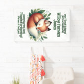 Schattigee Fox Asleep in Leaves Baby shower Welkom Spandoek (Insitu)