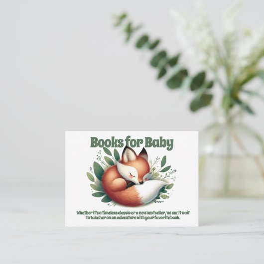 Schattigee Fox Asleep in Leaves Books voor Baby Informatiekaartje (Staand voorkant)