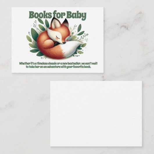 Schattigee Fox Asleep in Leaves Books voor Baby Informatiekaartje (Voorkant / Achterkant)