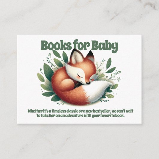 Schattigee Fox Asleep in Leaves Books voor Baby Informatiekaartje (Voorkant)