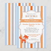 Schattigee Fox Baby Sprinkle Invitation, neutraal  Kaart (Voorkant / Achterkant)