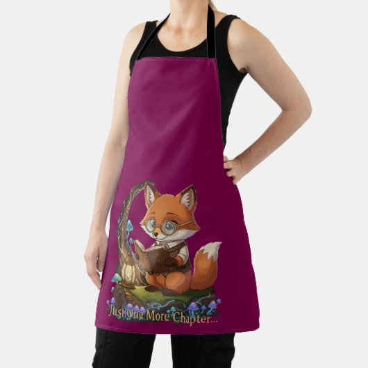 Schattigee Fox boekenwurm "Just One More Chapter" Schort (Insitu)