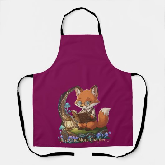Schattigee Fox boekenwurm "Just One More Chapter"  Schort (Voorkant)