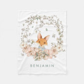  Schattigee Fox Botanical Baby Boy Nursery Fleece Deken (Voorkant)