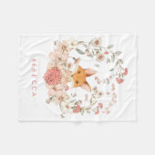 Schattigee Fox Botanical Baby Girl Nursery Fleece Deken (Voorkant (Horizontaal))